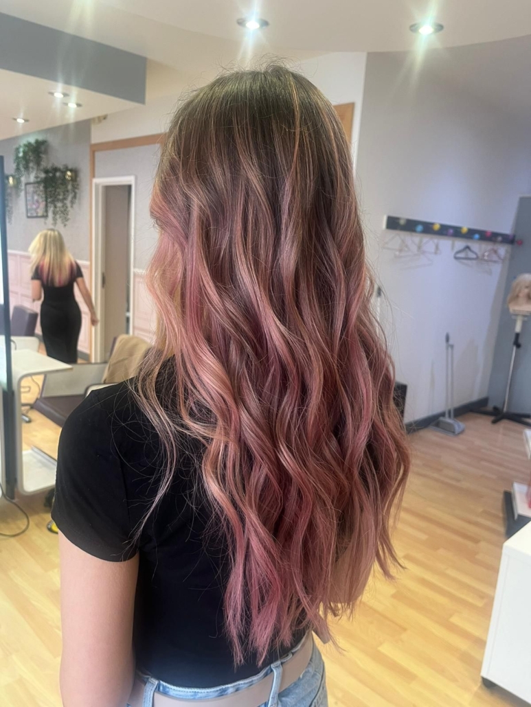 Rose balayage on long hair