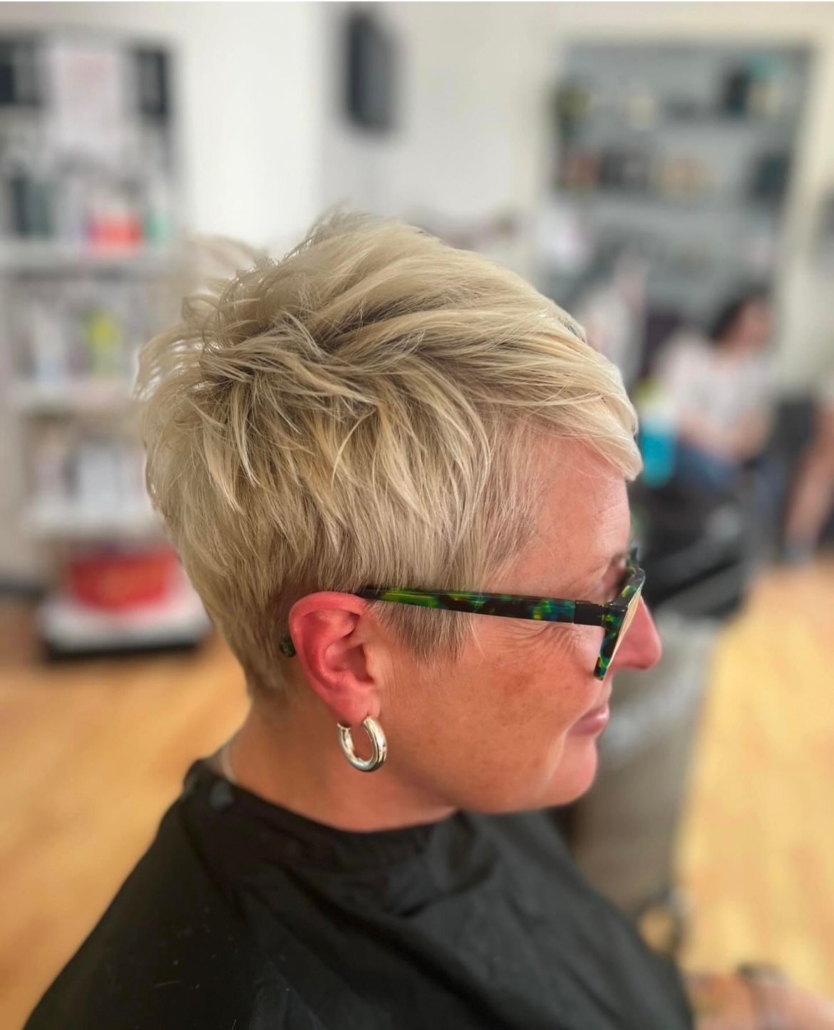 Blonde pixie cut