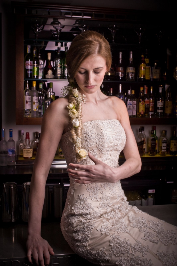Editorial bridal hair with a floral braid by Viva Hair 134
